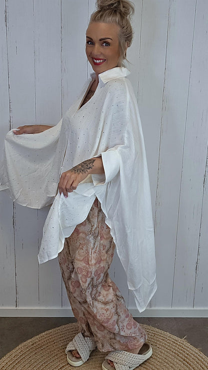 Dalia Poncho skjorte offwhite