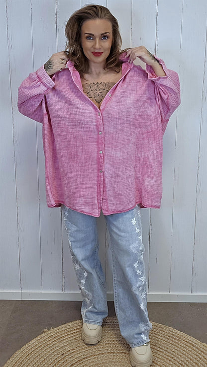 Signe vaffelskjorte rosa