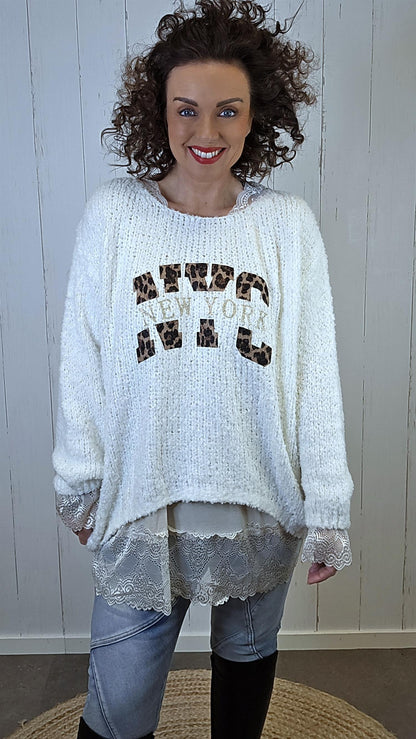 Nora strikkegenser krem