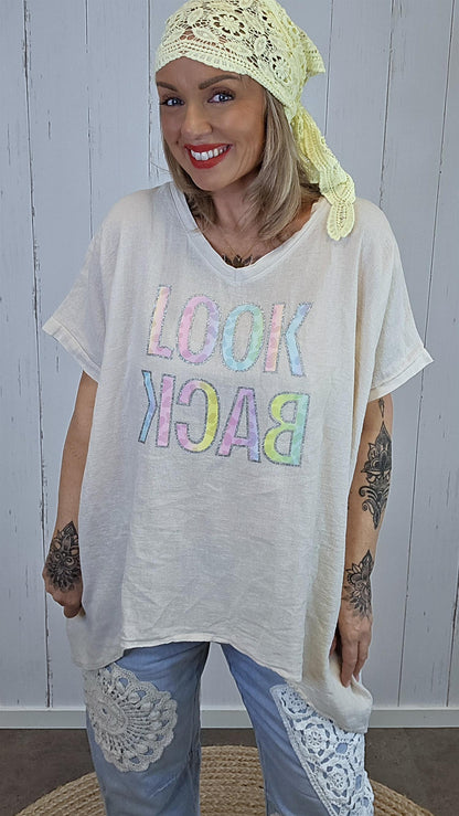 Bella Look Back topp beige