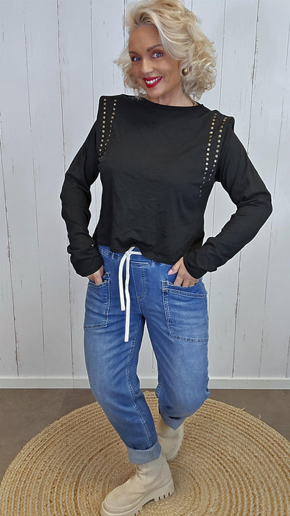 Vega jeans med doble skrålommer blå