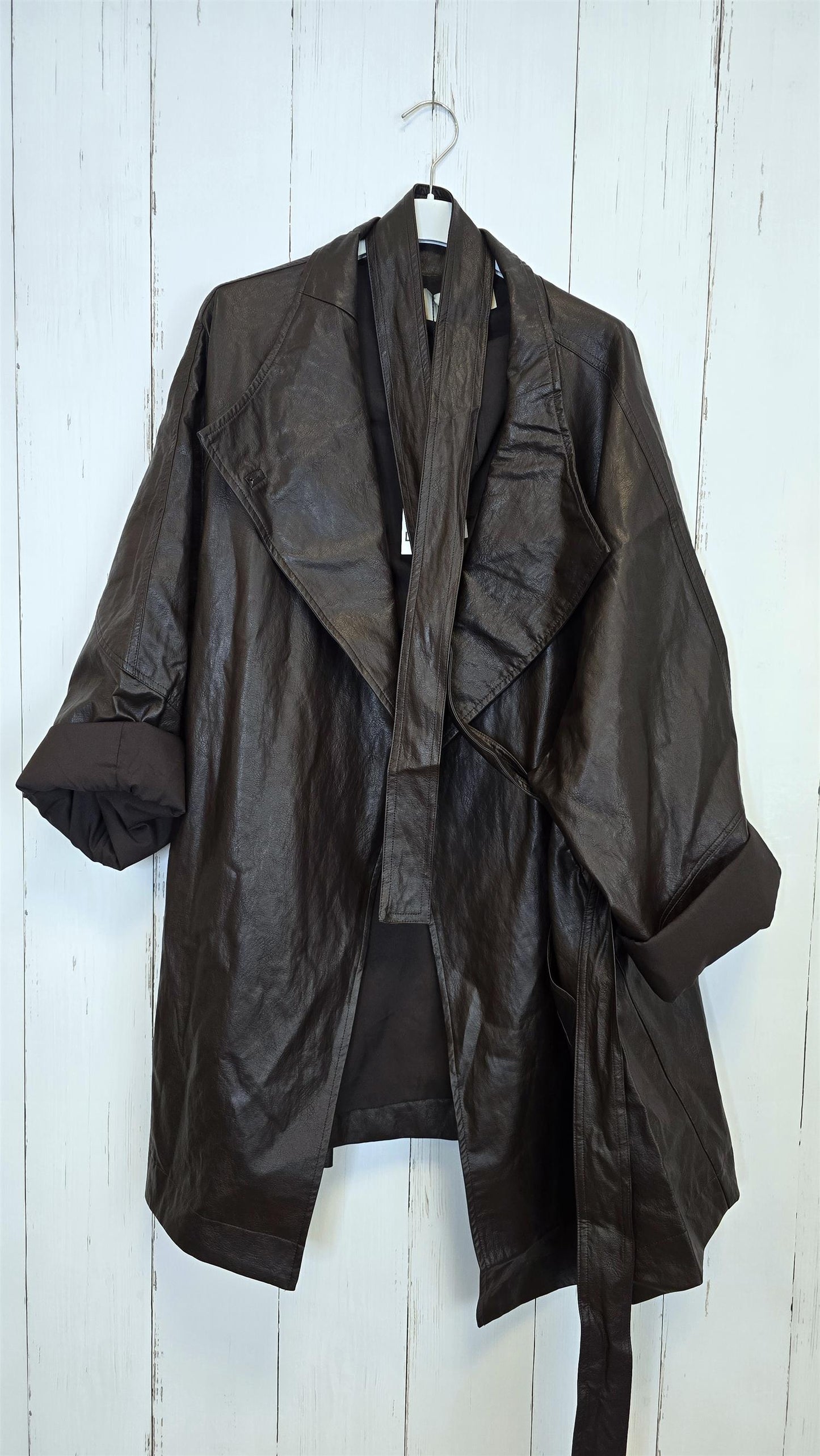 Noir eco leather coat black