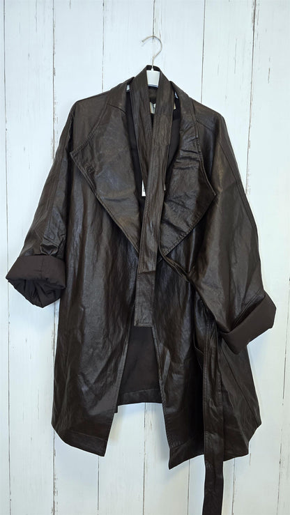 Noir eco leather coat black