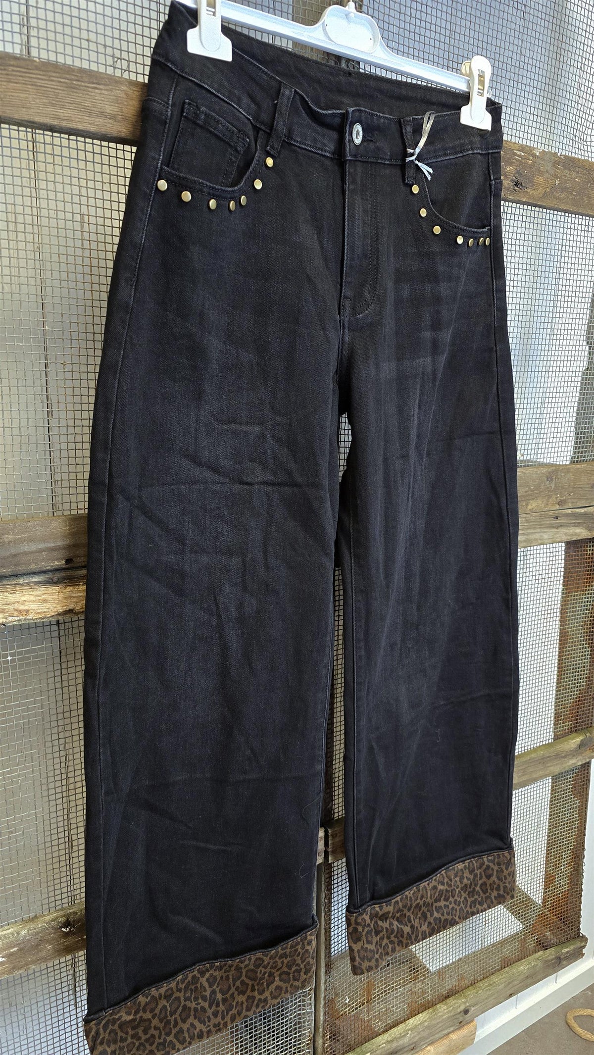 Harper jeans med leopard- og gulldetaljer