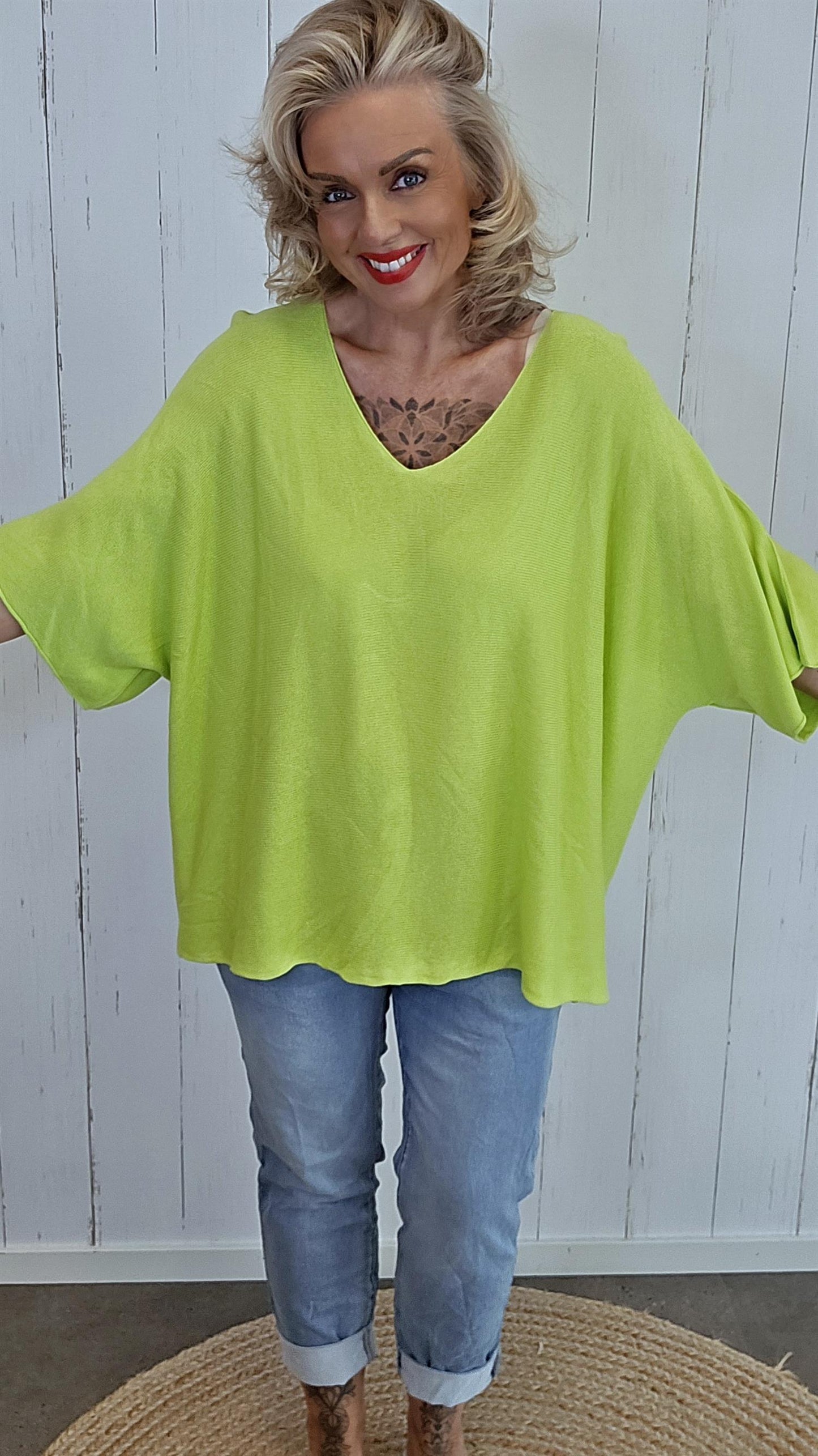 Leah genser topp lime grønn