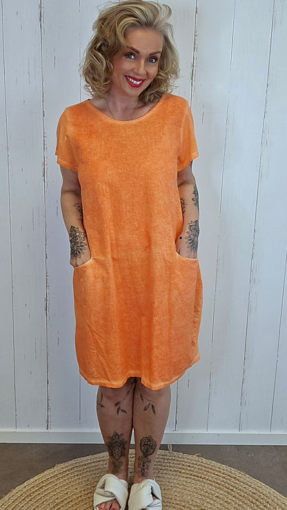 Beate bomullskjole orange