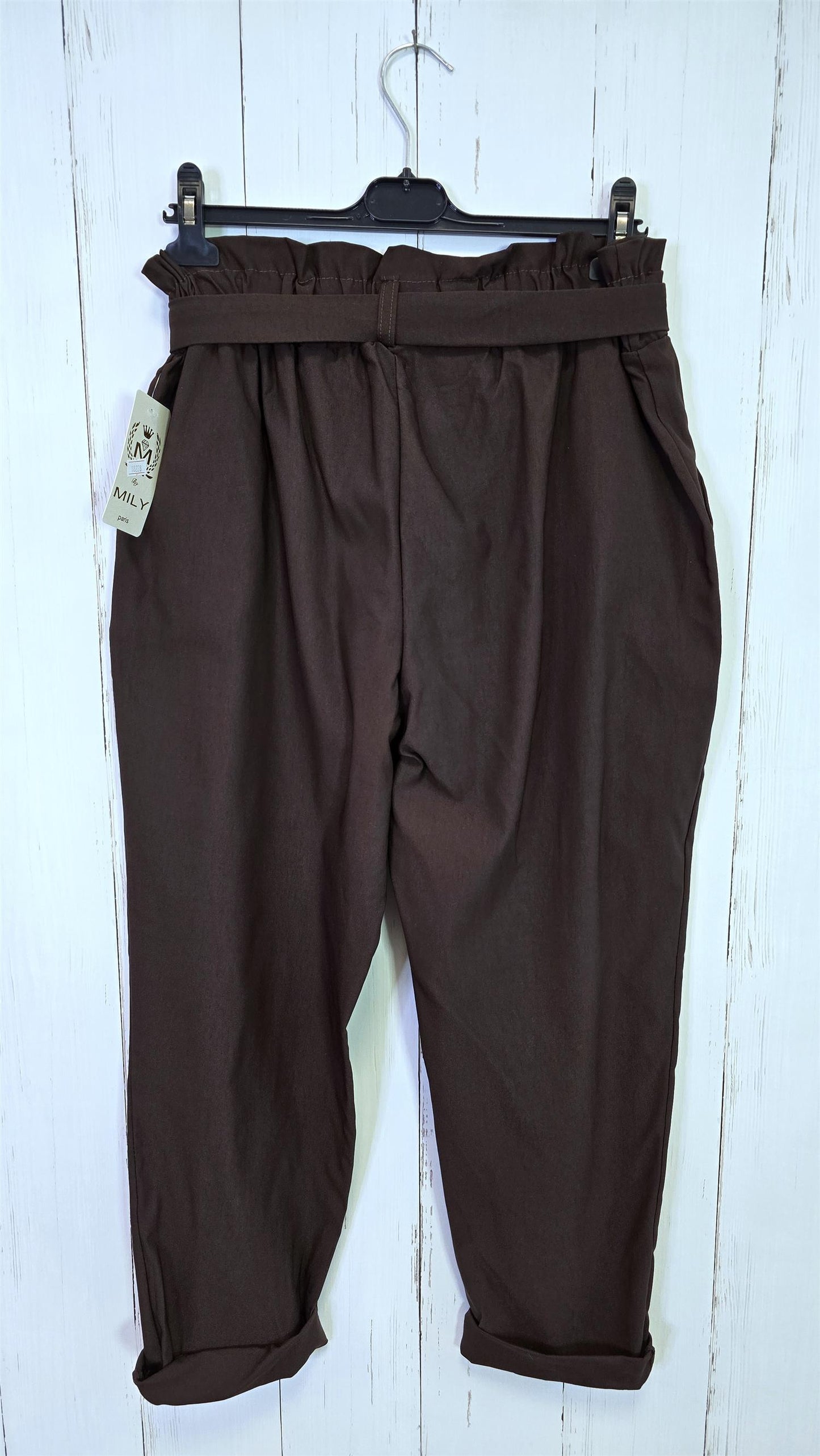 Bukse brun med knytebelte