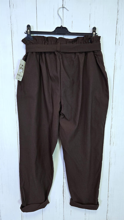 Bukse brun med knytebelte