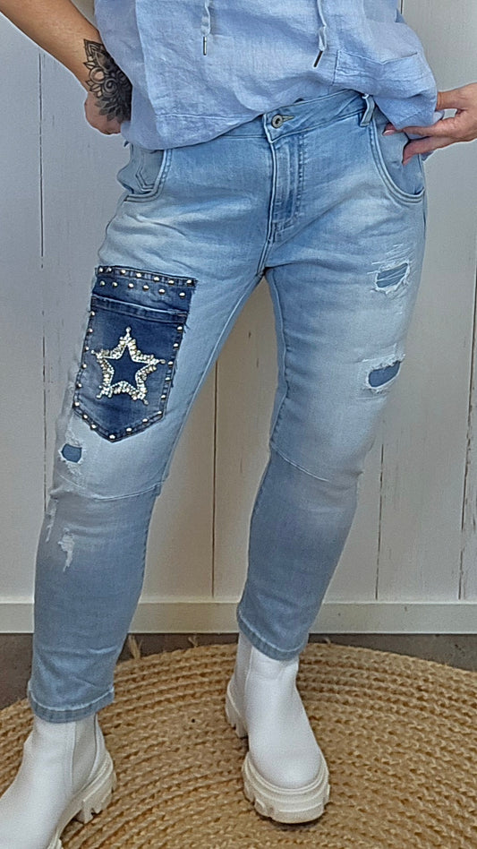 Frida dekorert denimjeans