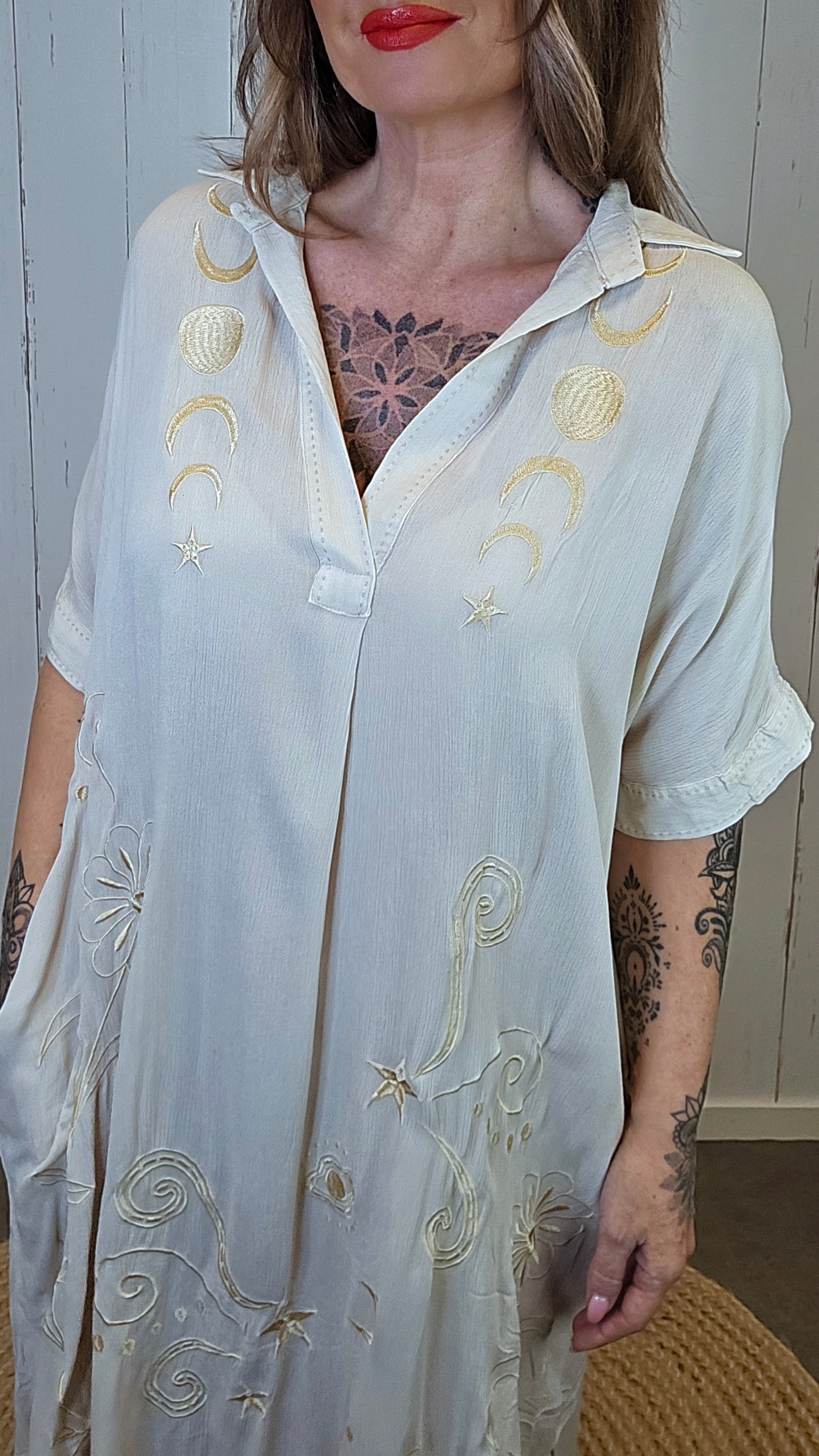 Selina kortermet kjole Beige