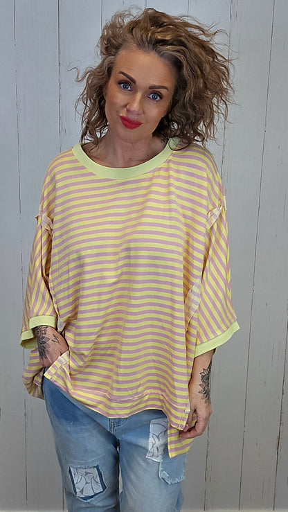 Sofie stripet topp gul