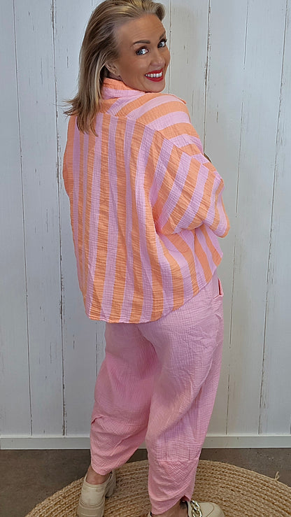 Gaia skjorte striper rosa