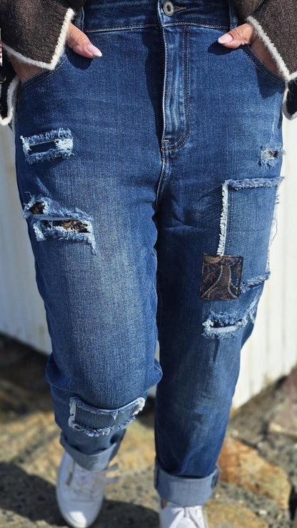 Maria jeans med patches