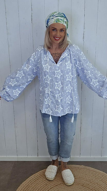 Bluse med stjernemønster