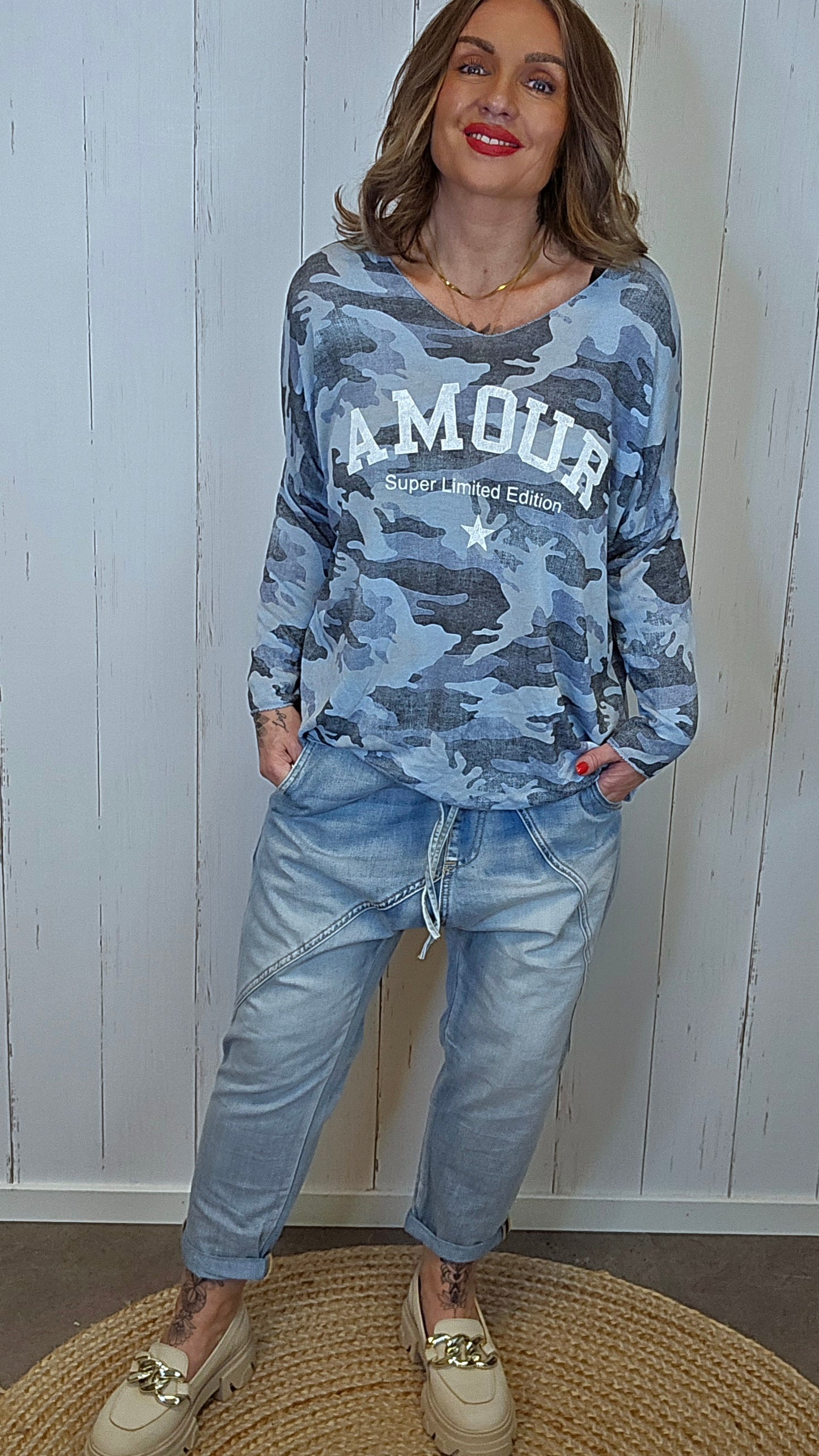 Amour genser camo blå