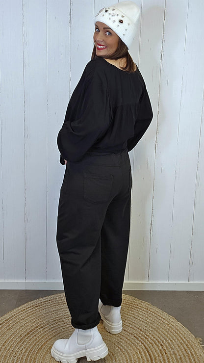 Joggebukse med strikk svart