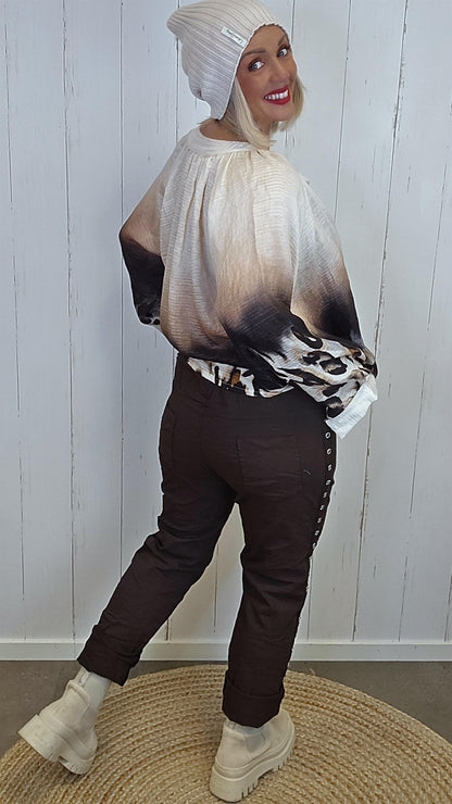 Miriam bukse med maljer brun