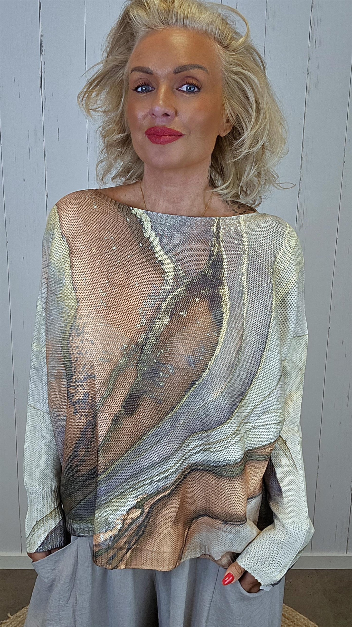 Tanja genser med kunstprint