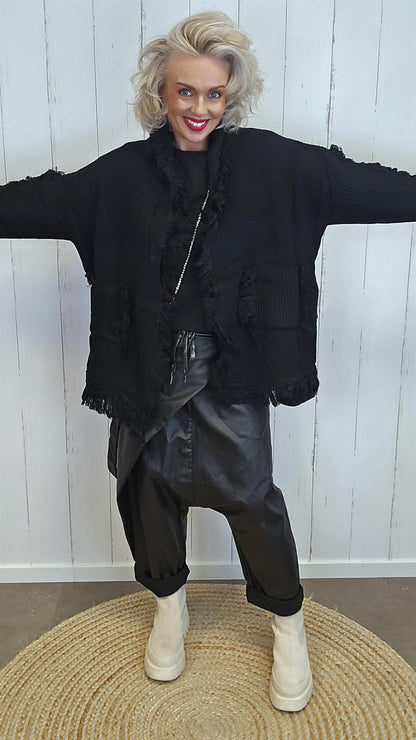 Wilma oversized strikkejakke svart