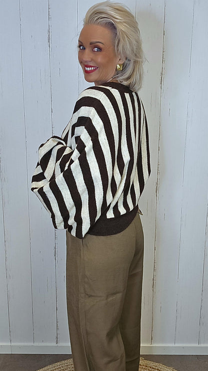 Tanja Strikket Poncho genser brun