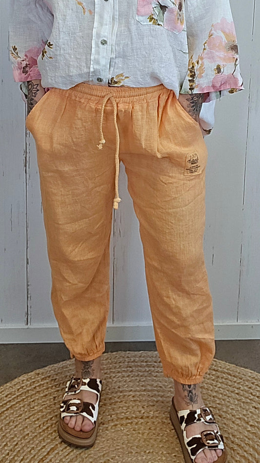 Ginny linbukse med strikk orange