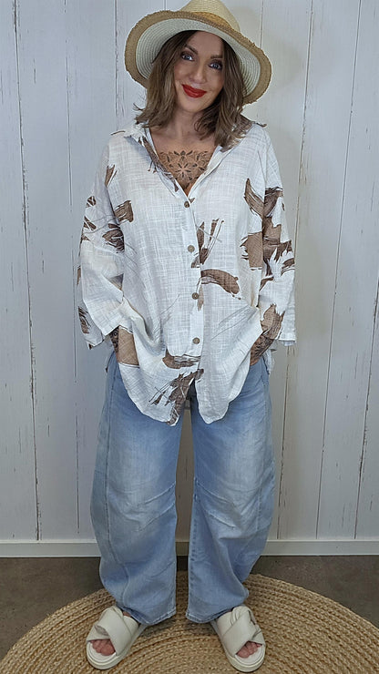 Gina lang skjorte brun