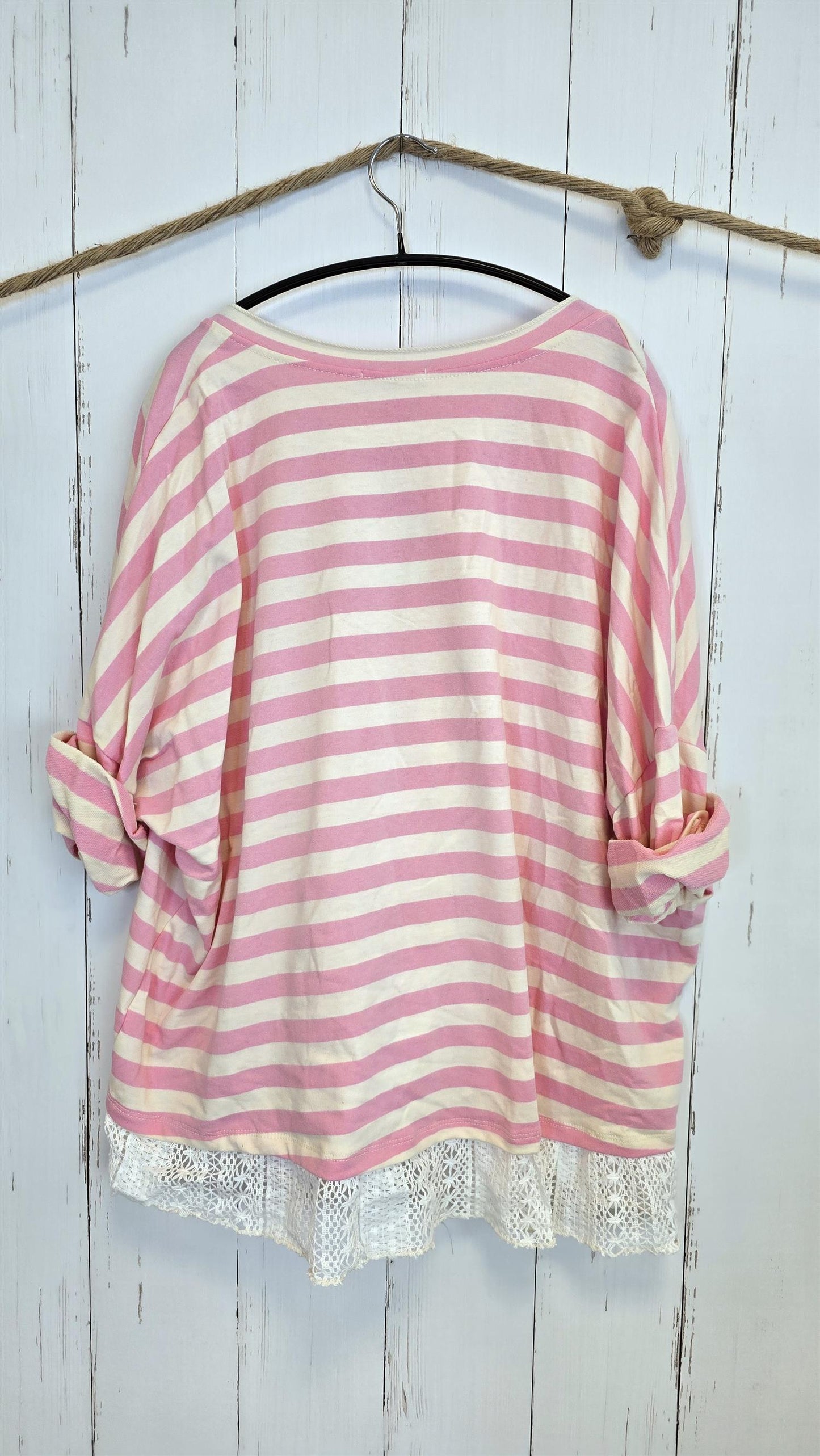 Cecilie stripet topp rosa