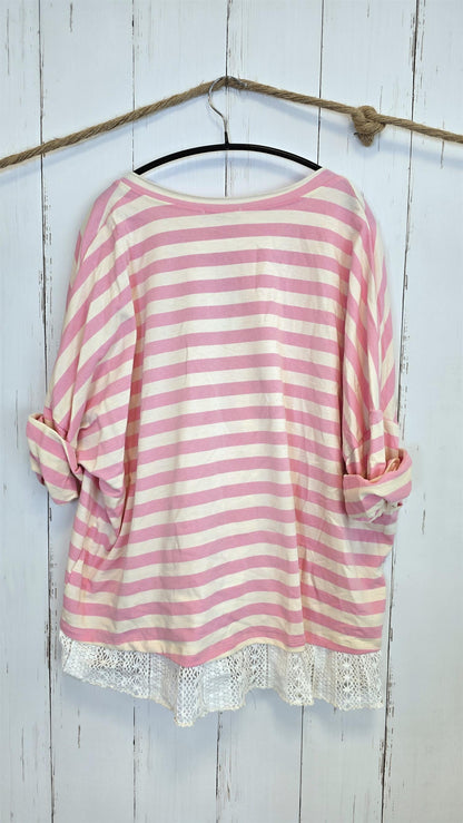 Cecilie stripet topp rosa