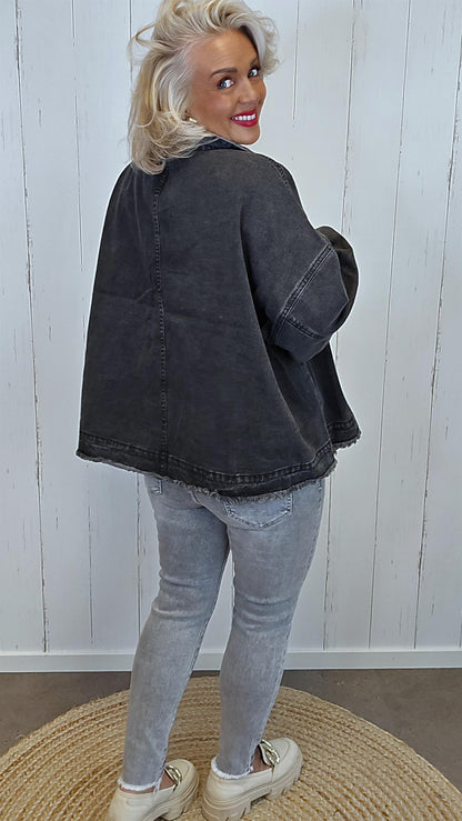 Iben denim jakke gråsvart