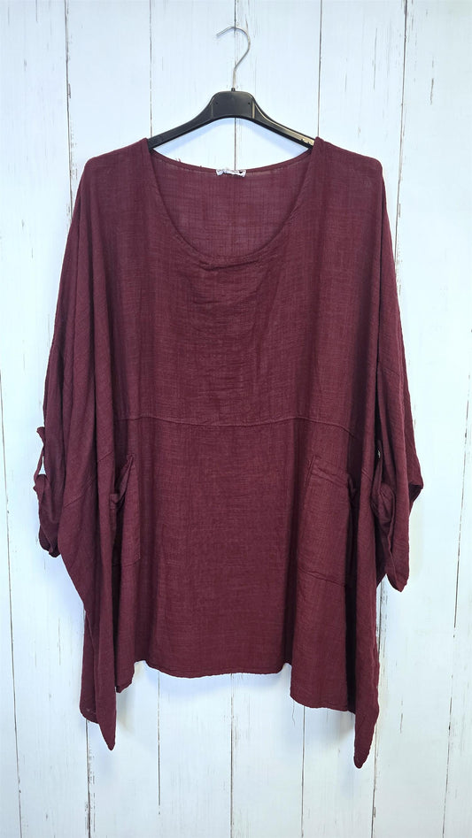 Melissa baggy topp burgunder