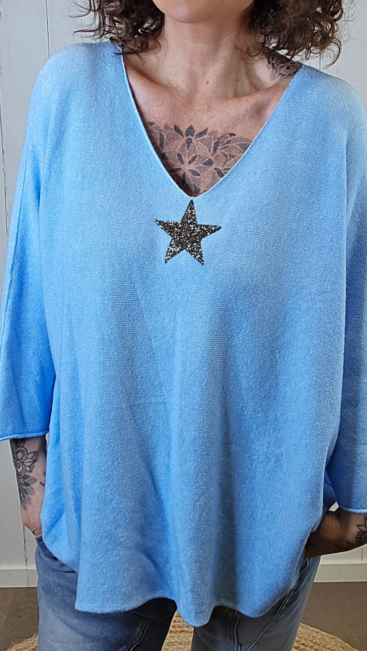 Stella genser med stjerne blå