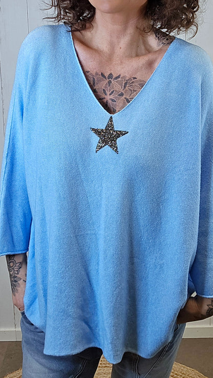 Stella genser med stjerne blå