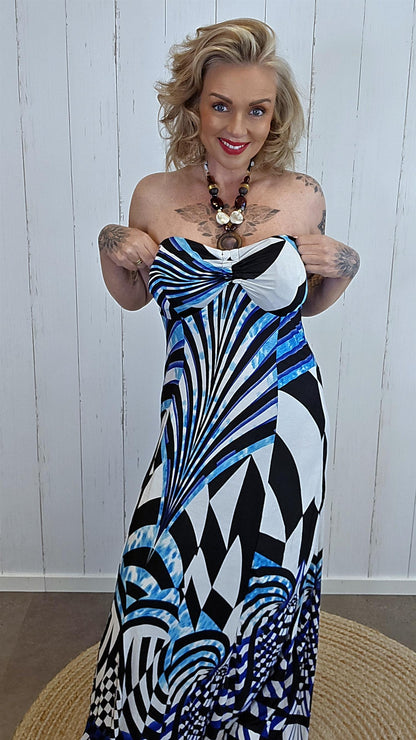Maxikjole med grafisk mønster