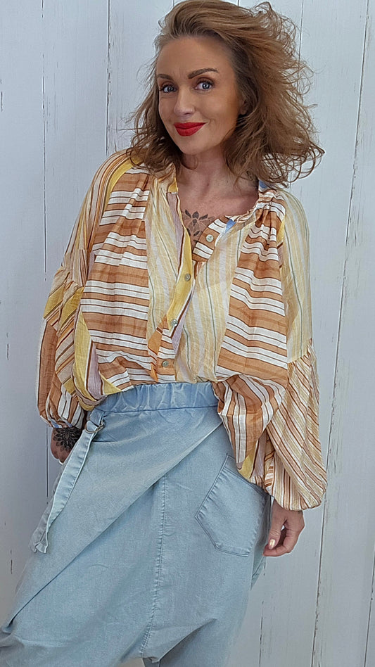 Sanna stripet blusekjorte