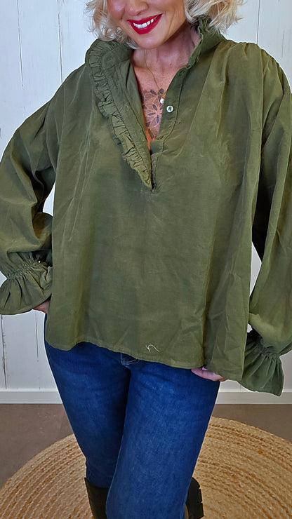 Carmen bluse mosegrønn