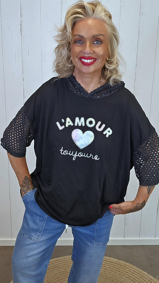 Amour Topp med Hette svart