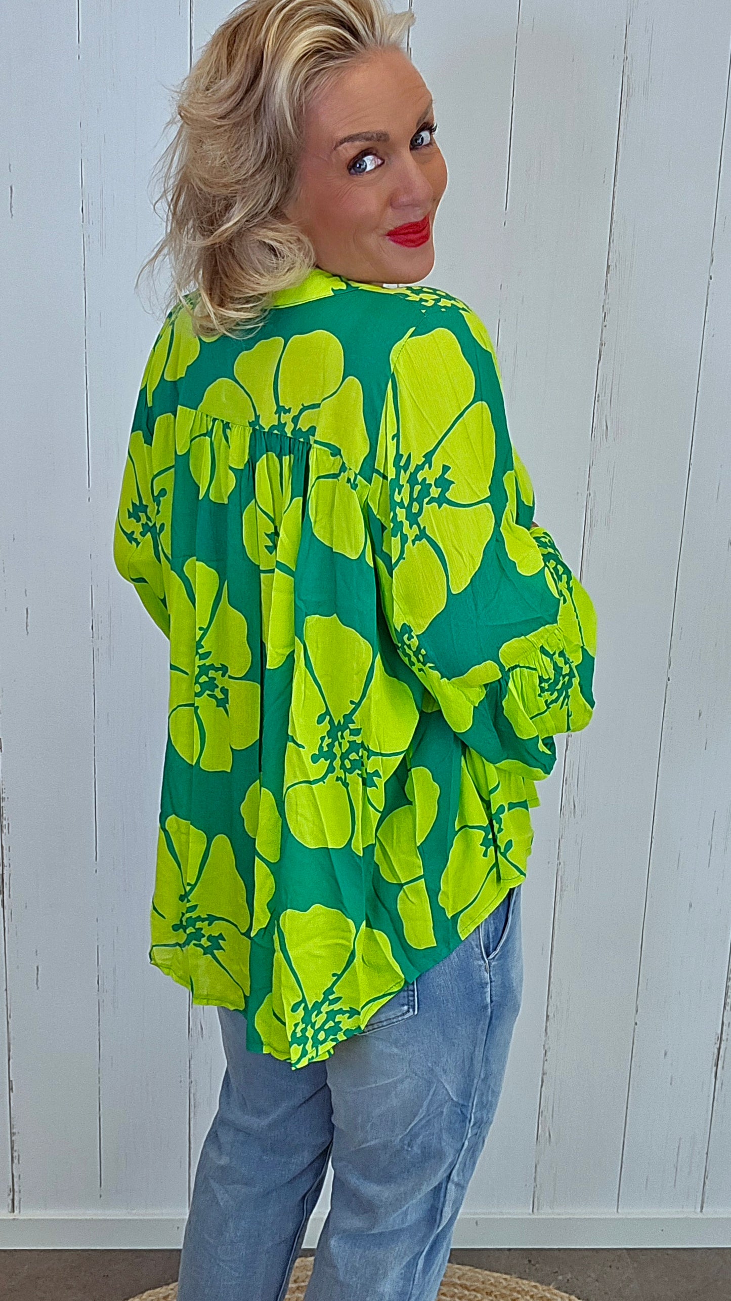 Amanda bluse med print grønn