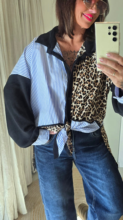 Noelle skjorte med leopard og striper
