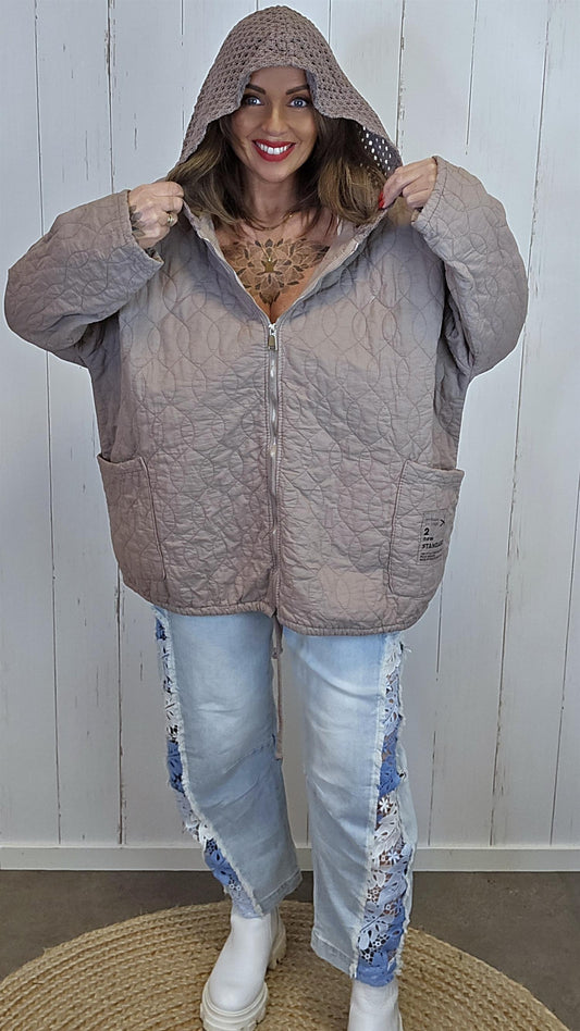 Pernille quiltet jakke taupe
