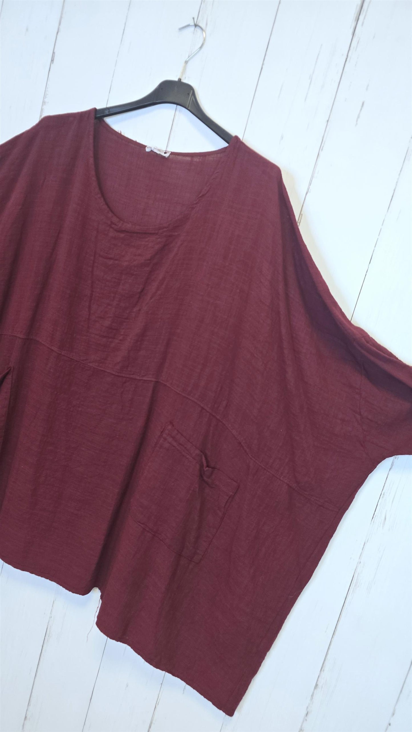 Melissa baggy topp burgunder