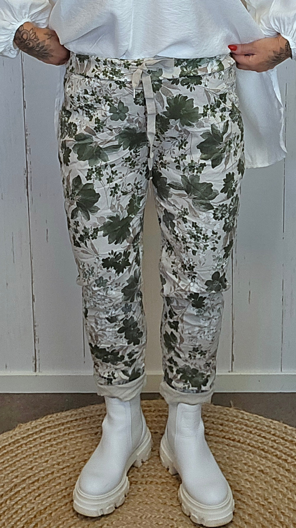 Sylvia mønstret bukse kaki