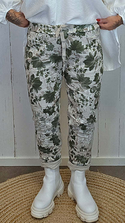 Sylvia mønstret bukse kaki