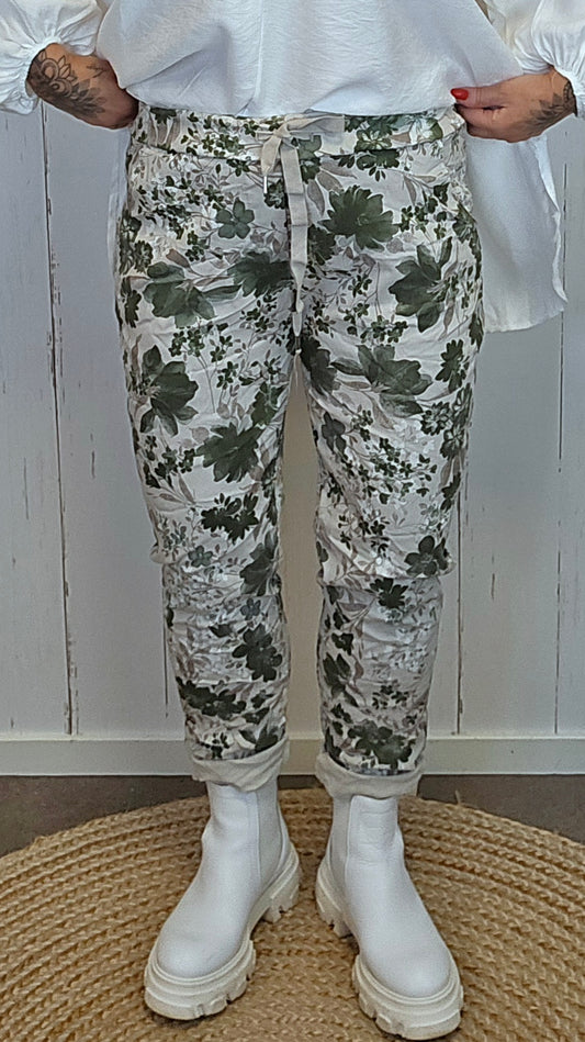 Sylvia mønstret bukse kaki