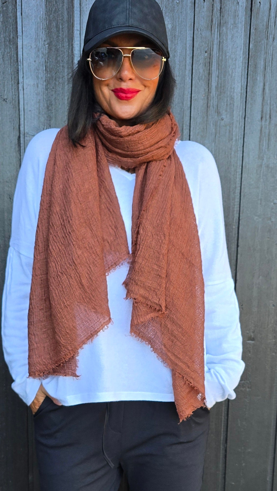 Nelly skjerf terracotta