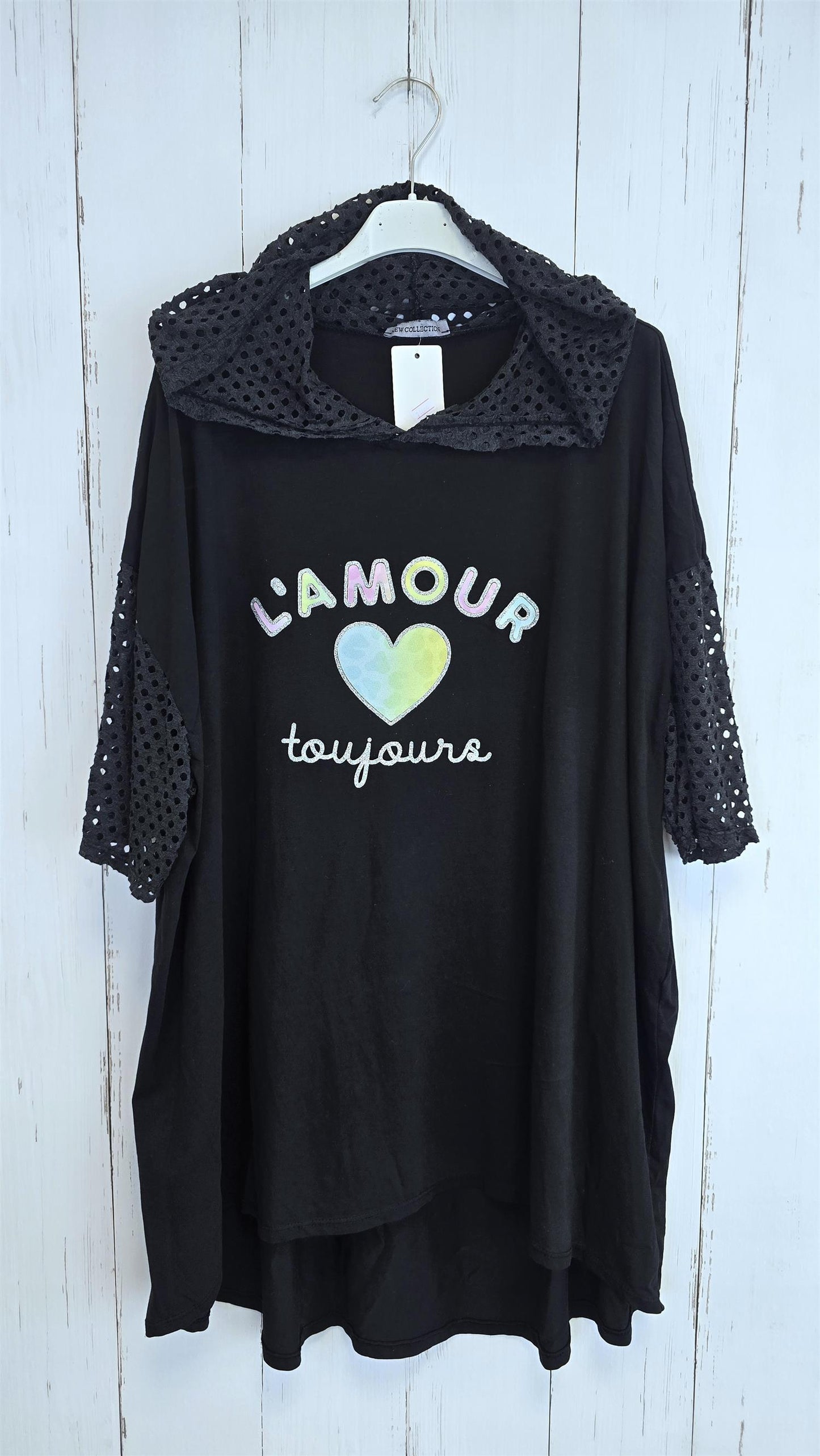 Amour Topp med Hette svart