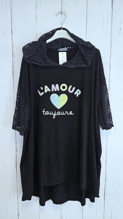Amour Topp med Hette svart