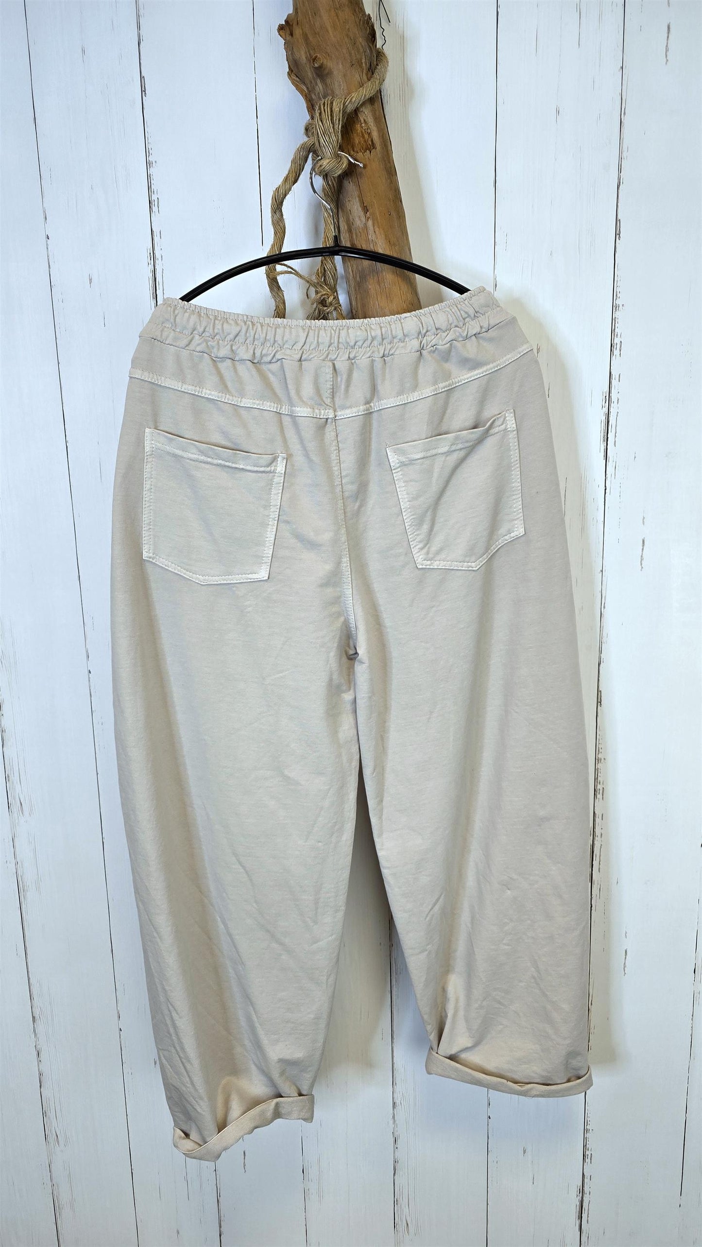 Joggebukse med strikk beige