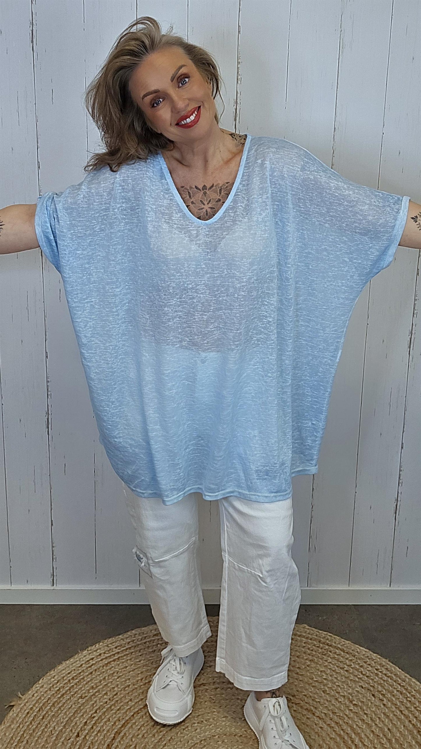 Catty oversized topp himmel blå