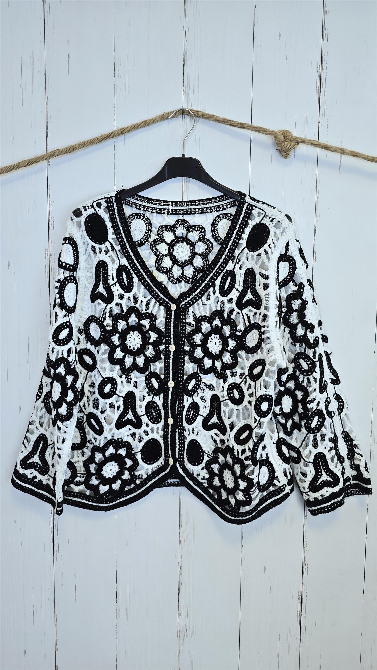 Miriam crochet jakke svart/hvit