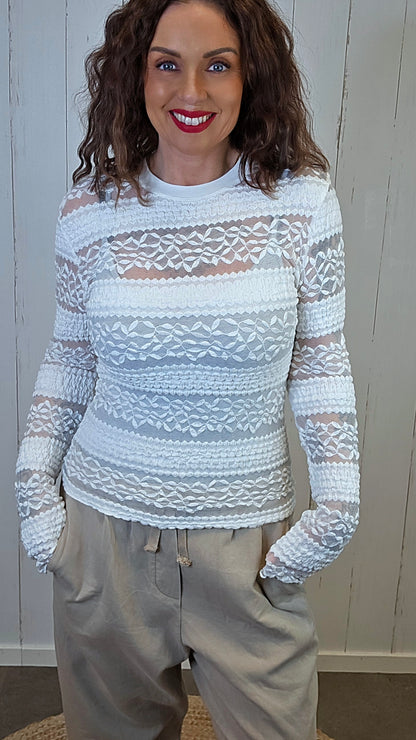 Emma blondetopp hvit